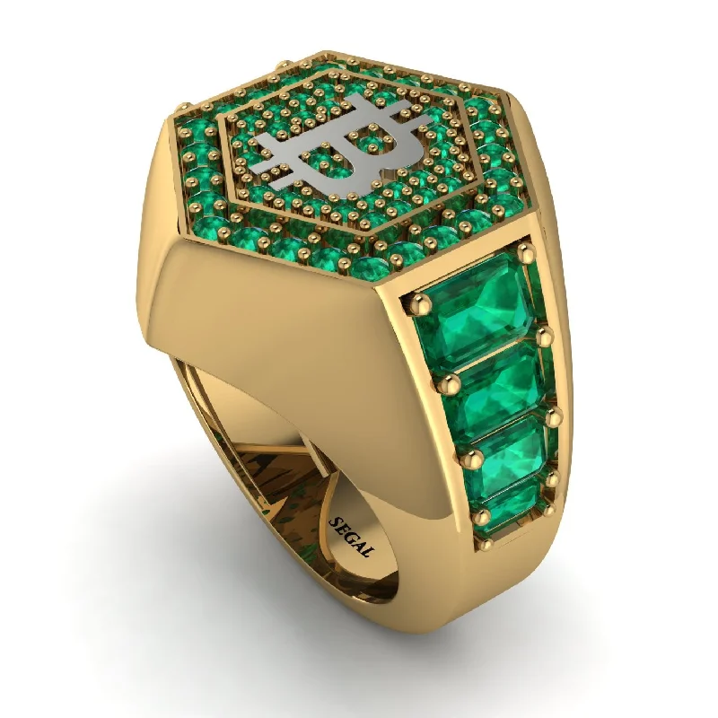 women's love heart rings-Bitcoin Emerald Signet Ring - Axel No. 16