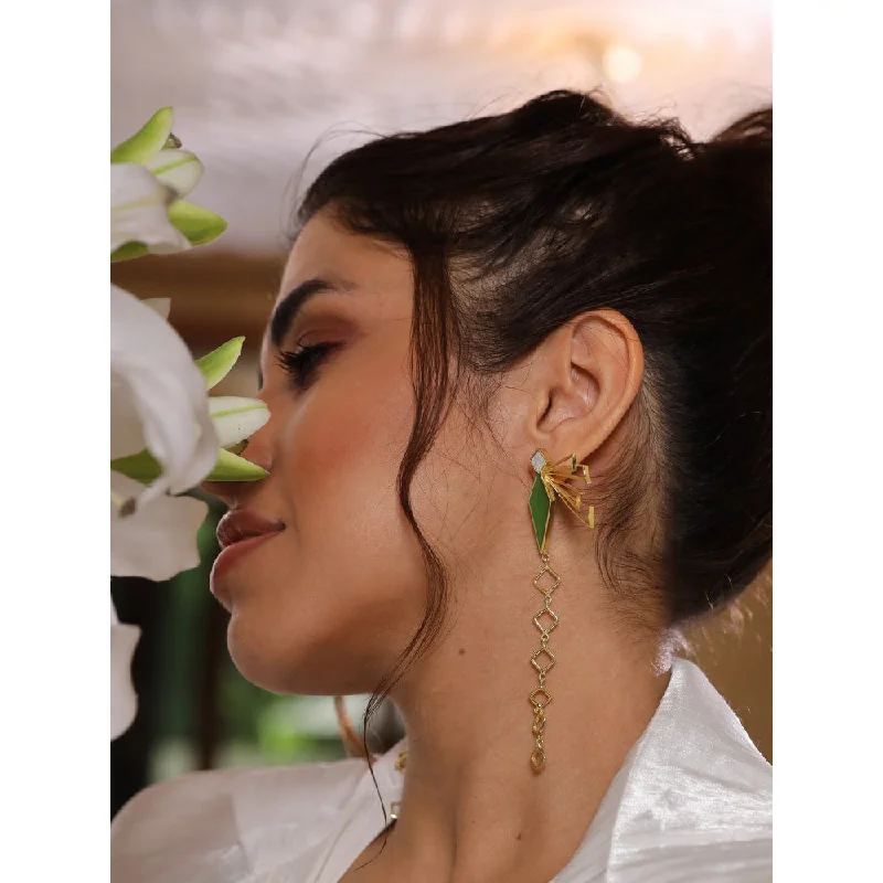 women's teardrop earrings-VARNIKA ARORA Eleanor Statement Earrings - Green