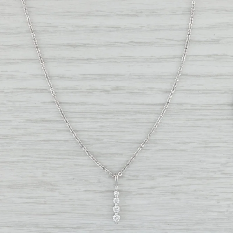 women's matching couple necklaces-0.25ctw Diamond Journey Pendant Necklace 14k White Gold 16" Cable Chain