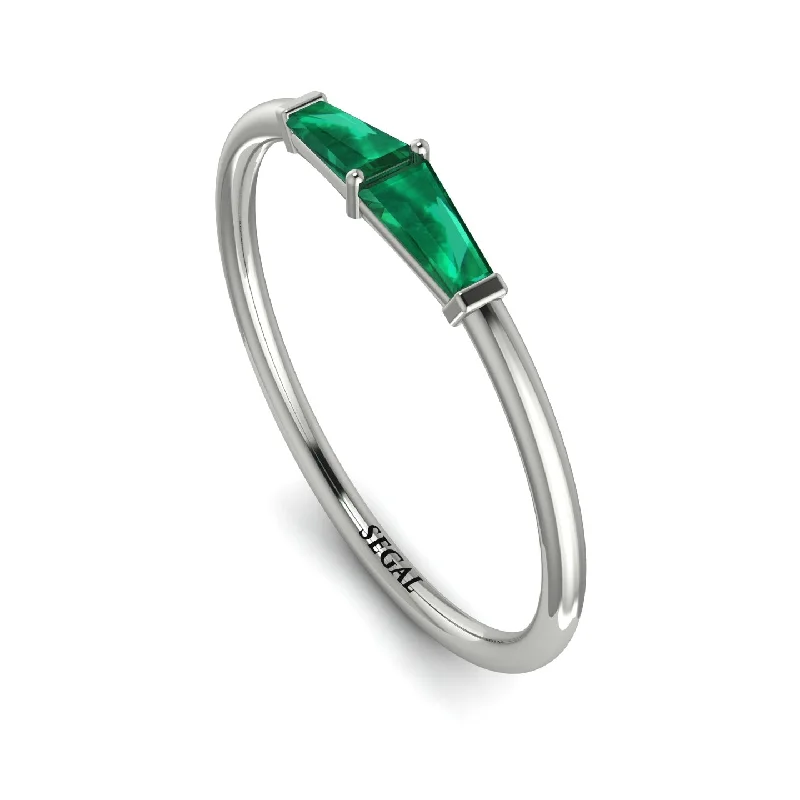 women's boho rings-Thin Baguette Emerald Ring - Julianna No. 6