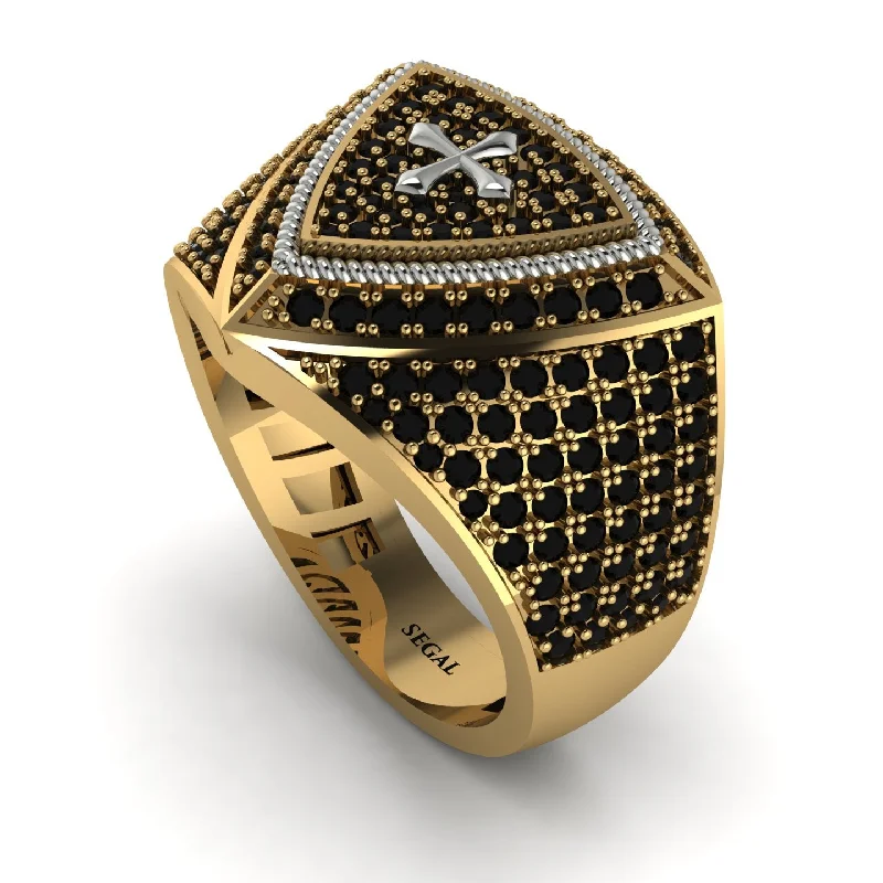 women's elegant rings-Black Diamond Men Signet Ring - Roger No. 25