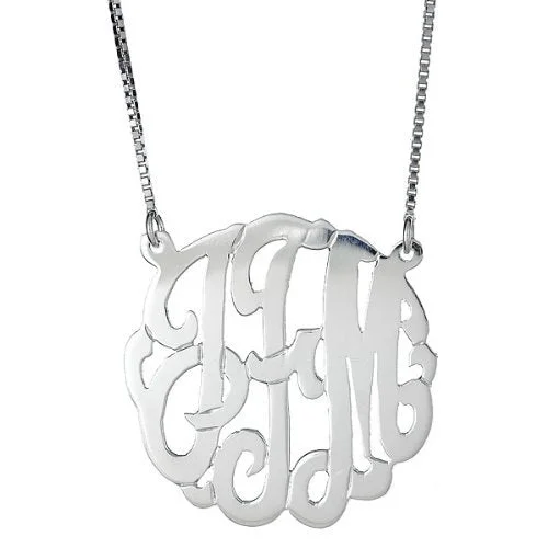 women's fashion necklaces-Better Jewelry Medium .925 Sterling Silver Custom Three Letter Initial Monogram Pendant Necklace (1.25")