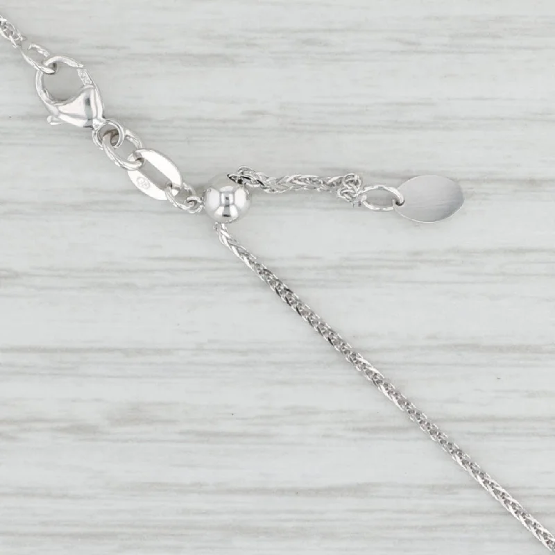 women's handmade necklaces-New Spiga Wheat Chain Necklace 14k White Gold 18" 0.8mm Adjustable Sliding Bead