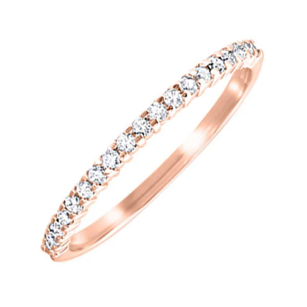 women's delicate band rings-10K Rose Gold Diamond Stackable Ring