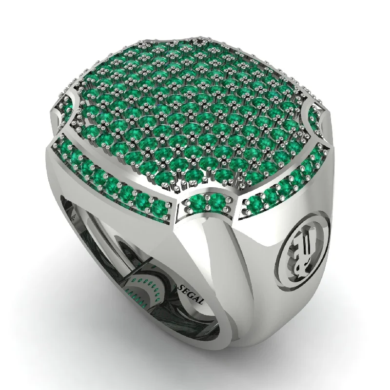 women's unique rings-Emerald Men Signet Ring - Carl No. 9