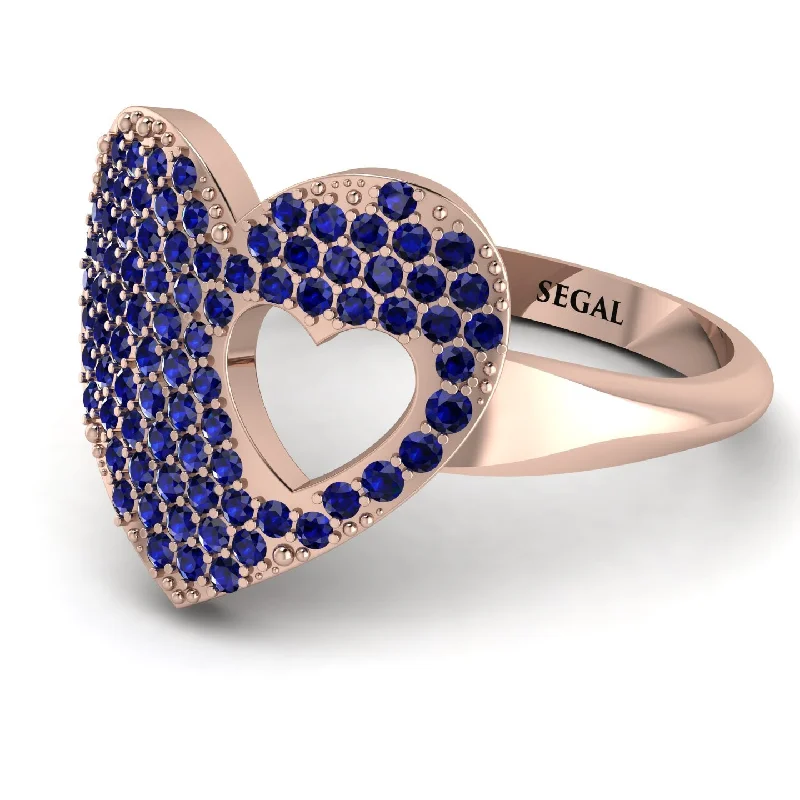 women's luxury designer rings-Sapphire Heart With Missing Piece - Camille No. 14