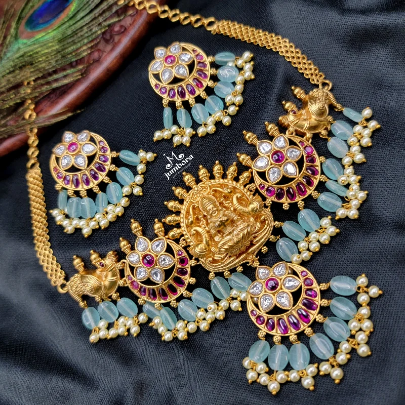 women's handcrafted necklaces-Lakshmi Necklace in Choker Style with Kemp Temple Jewelry