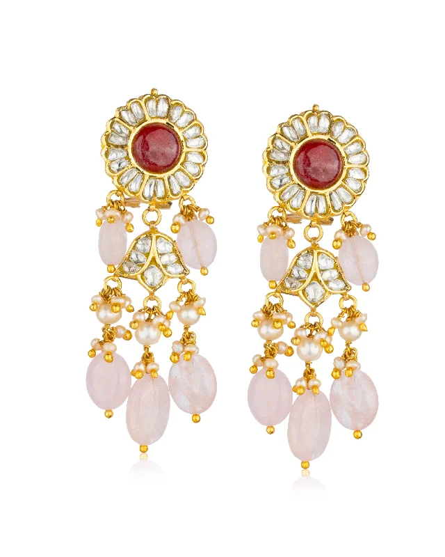 women's religious earrings-Rabia Polki Long Earrings