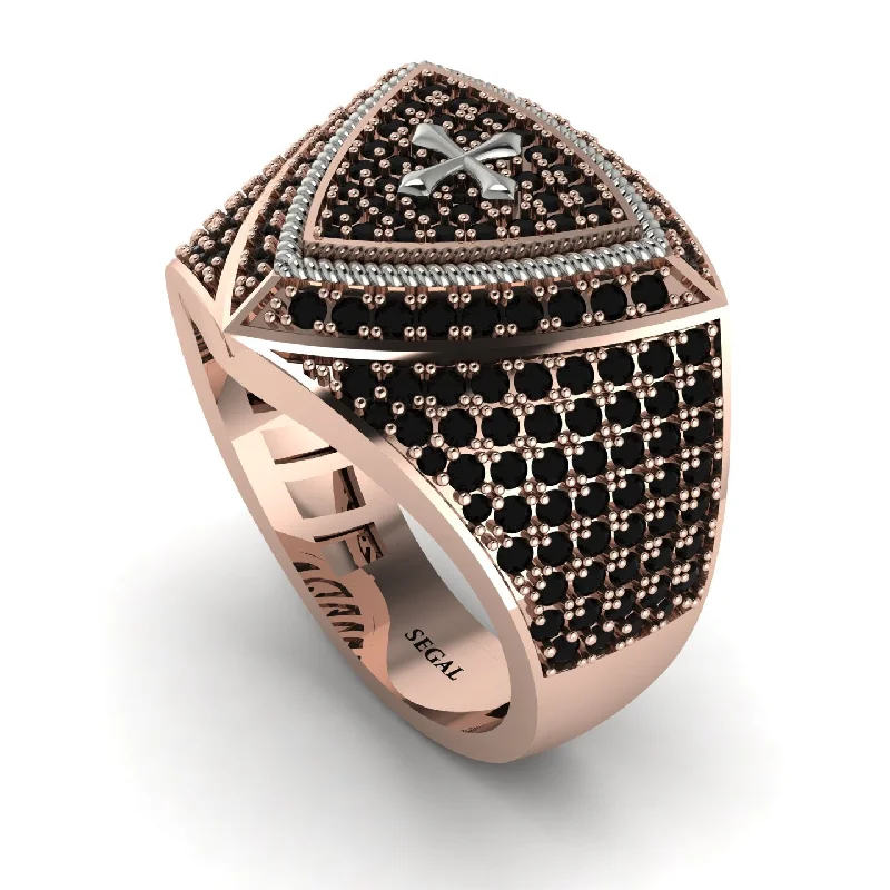 women's chic rings-Black Diamond Men Signet Ring - Roger No. 26