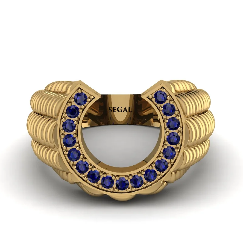 women's promise rings-Sapphire Men Horseshoe Luck Ring - Gerald No. 13