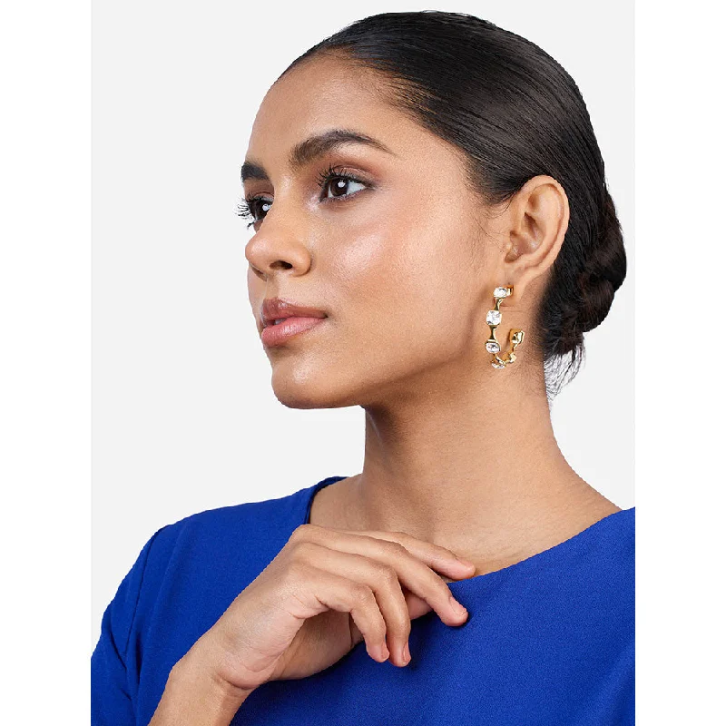 women's petite earrings-Isharya Moss Contrast Hoop Earrings In 18KT Gold and Signature Colored Plating