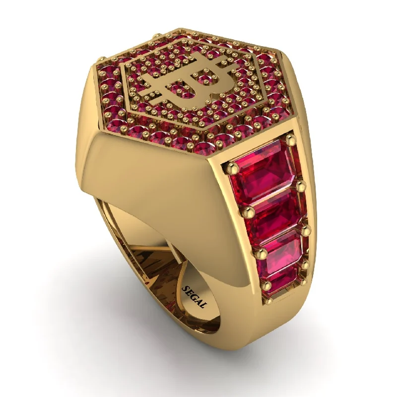 women's celestial moon rings-Bitcoin Ruby Signet Ring - Axel No. 28