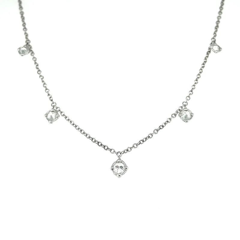 women's delicate pendant necklaces-Lady's White 18 Karat Necklace With Diamonds