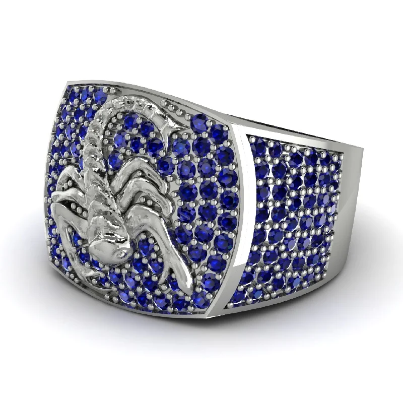 women's eternity band rings-Scorpion Men Sapphire Signet Ring - Sean No. 15