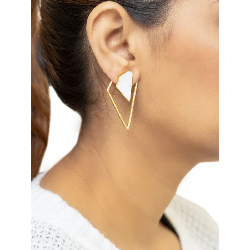 women's two-tone earrings-VARNIKA ARORA Suave White Earrings