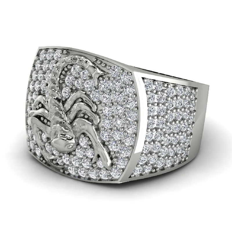 women's solitaire rings-Scorpion Men Diamond Signet Ring - Sean No. 3