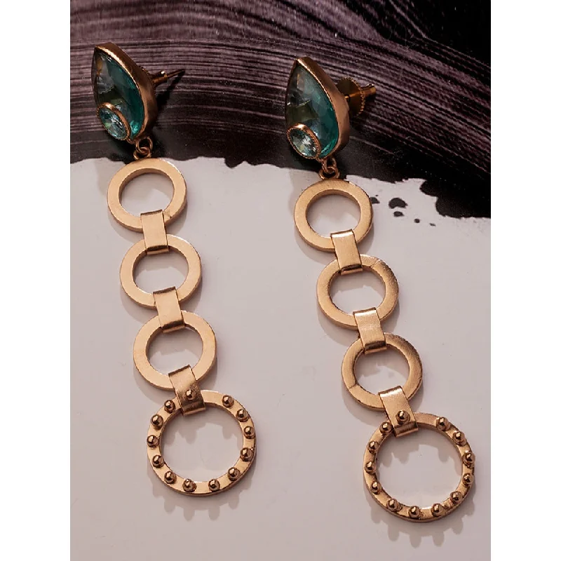 women's mismatched earrings-Suhani Pittie Crystal Pools Gold Plated Earrings