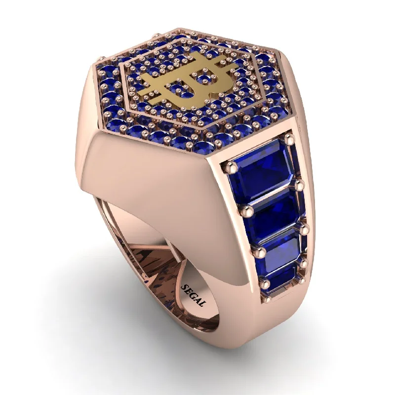 women's midi rings-Bitcoin Sapphire Signet Ring - Axel No. 38