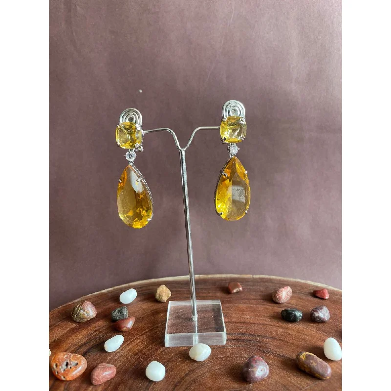 women's rock earrings-Nayaab by Sonia Citrine Doublet Danglers