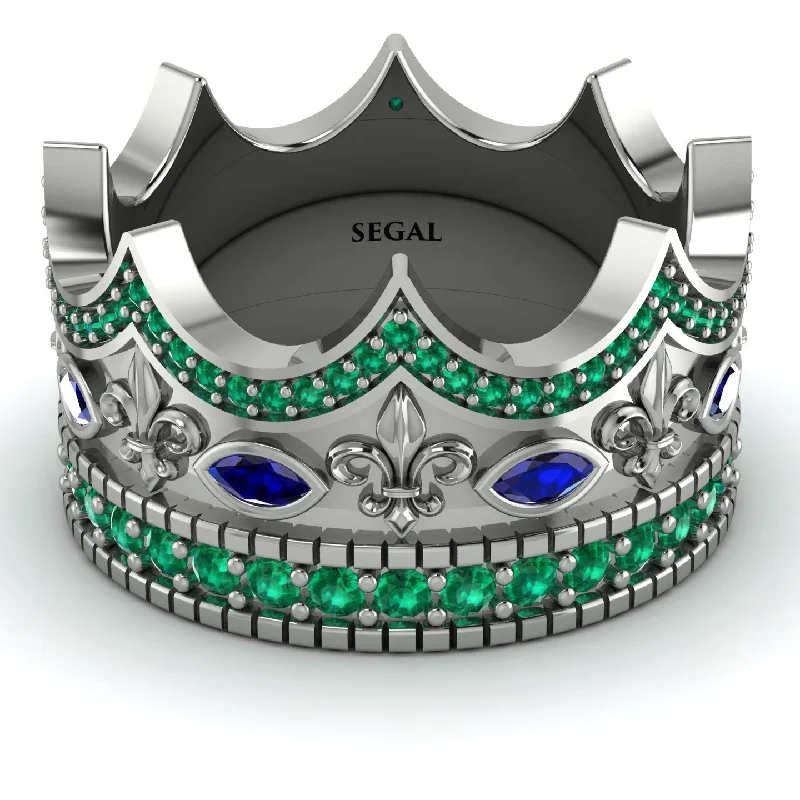 women's delicate band rings-Royal Emerald Crown Ring For Men - Harold No. 30