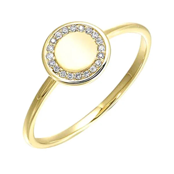 women's halo rings-10K Yellow Gold Diamond Signet Ring