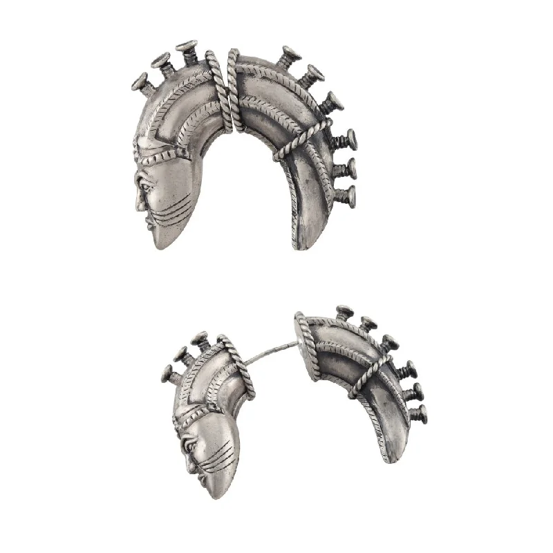 women's wood earrings-Masaba Silver Brass Earrings