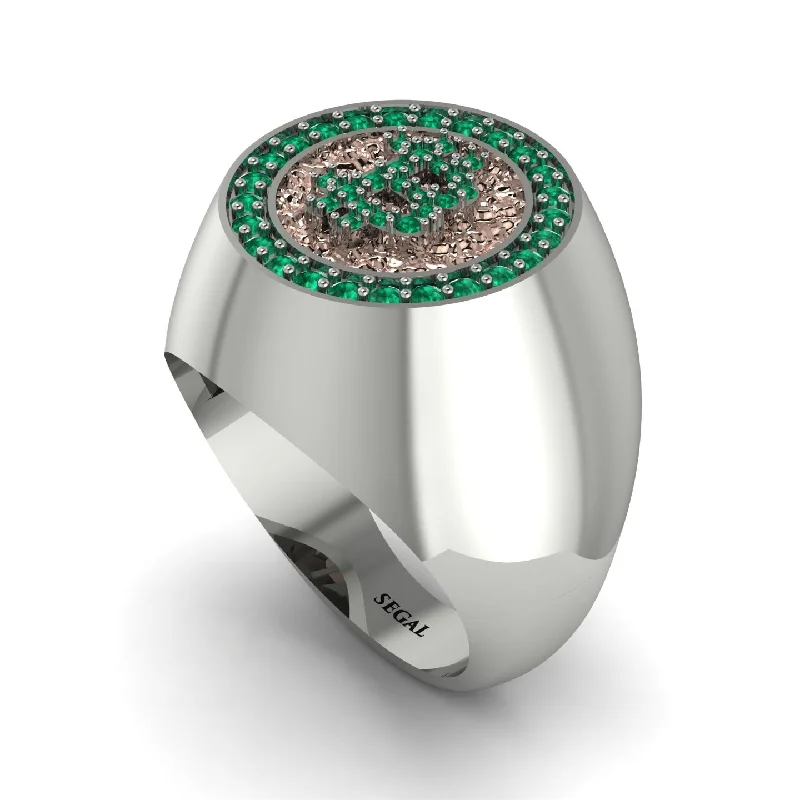 women's minimalist rings-Glamorous Emerald Bitcoin Ring - Dominic No. 15