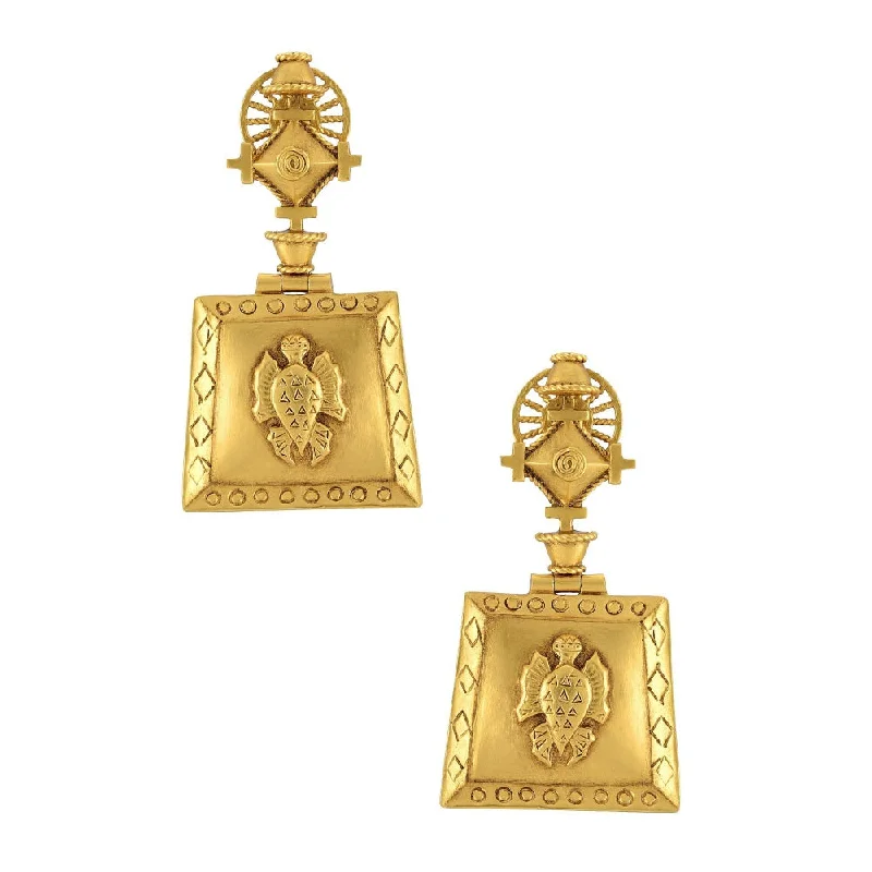 women's romantic earrings-Masaba Gold Brass Earrings