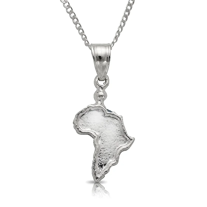 women's eco-friendly necklaces-Map of Africa .925 Sterling Silver Pendant Necklace