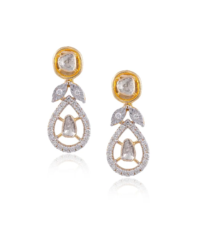 women's ruby earrings-Ishita Polki And Diamond Earrings