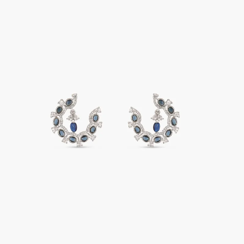 women's opal earrings-Floral Arc CZ Hoop Earrings