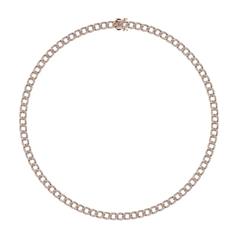 women's bar necklaces-Diamond 7 5/8 Ct.Tw. Cuban Necklace in 14K Rose Gold