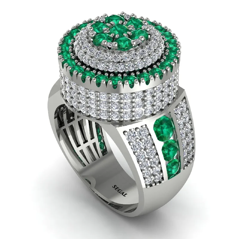 women's zodiac rings-Round Emerald Mens Luxury Ring - Chris No. 6