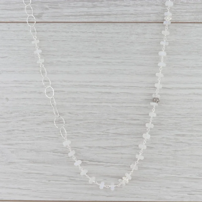 women's minimalist gold necklaces-New Nina Nguyen Moonstone Bead Melody Chain Necklace Sterling Silver 37.5"