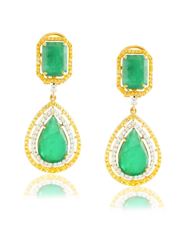 women's geometric earrings-Manisha Diamond Long Earrings