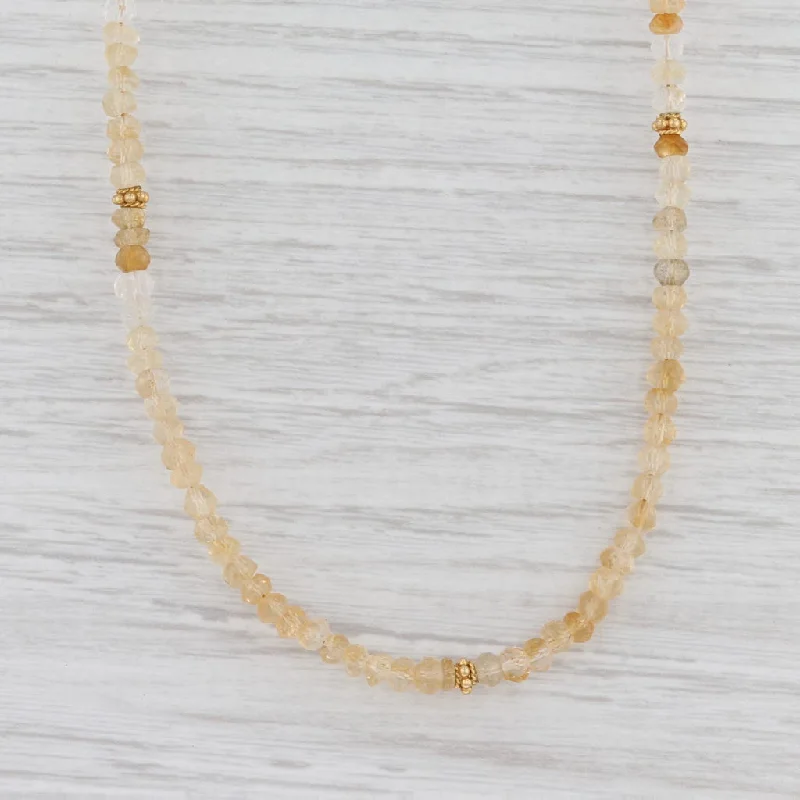 women's moonstone necklaces-New Nina Nguyen Harmony Necklace Citrine Bead Long Layer Sterling Gold Vermeil