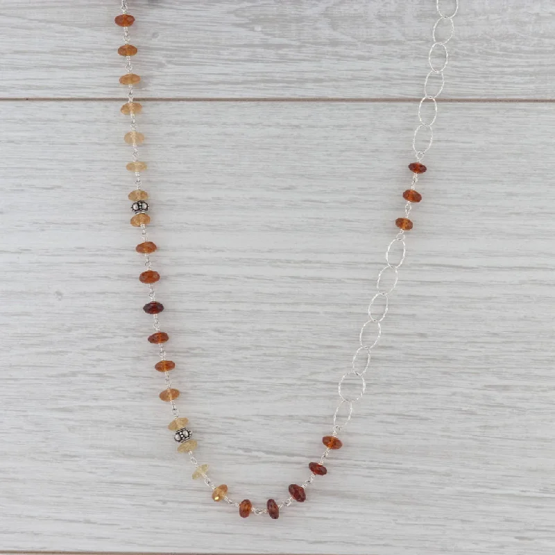 women's celestial necklaces-New Nina Nguyen Garnet Bead Melody Chain Necklace Sterling Silver Adjustable