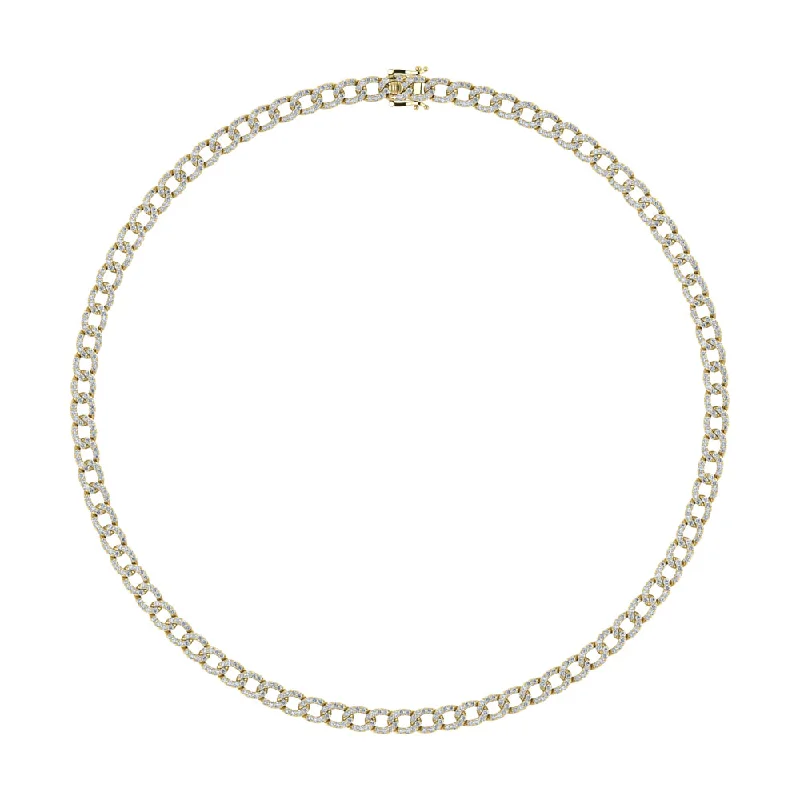 women's crystal healing necklaces-Diamond 7 5/8 Ct.Tw. Cuban Necklace in 14K Yellow Gold