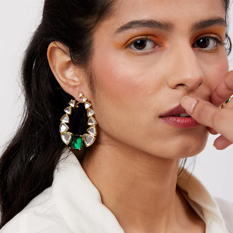 women's zodiac earrings-Inayat Mirror & Hydro Emerald Statement Earrings