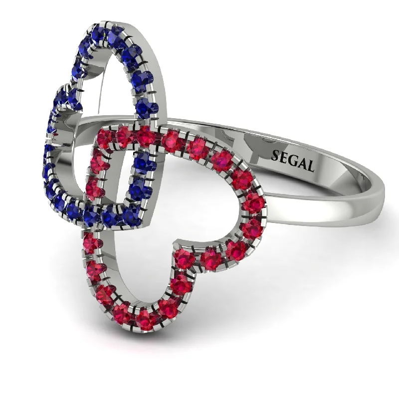 women's elegant rings-Two Hearts Sapphire Ring - Selena No. 60