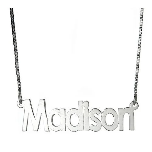 women's minimalist gold necklaces-Better Jewelry Classic Block Letters .925 Sterling Silver Nameplate Necklace