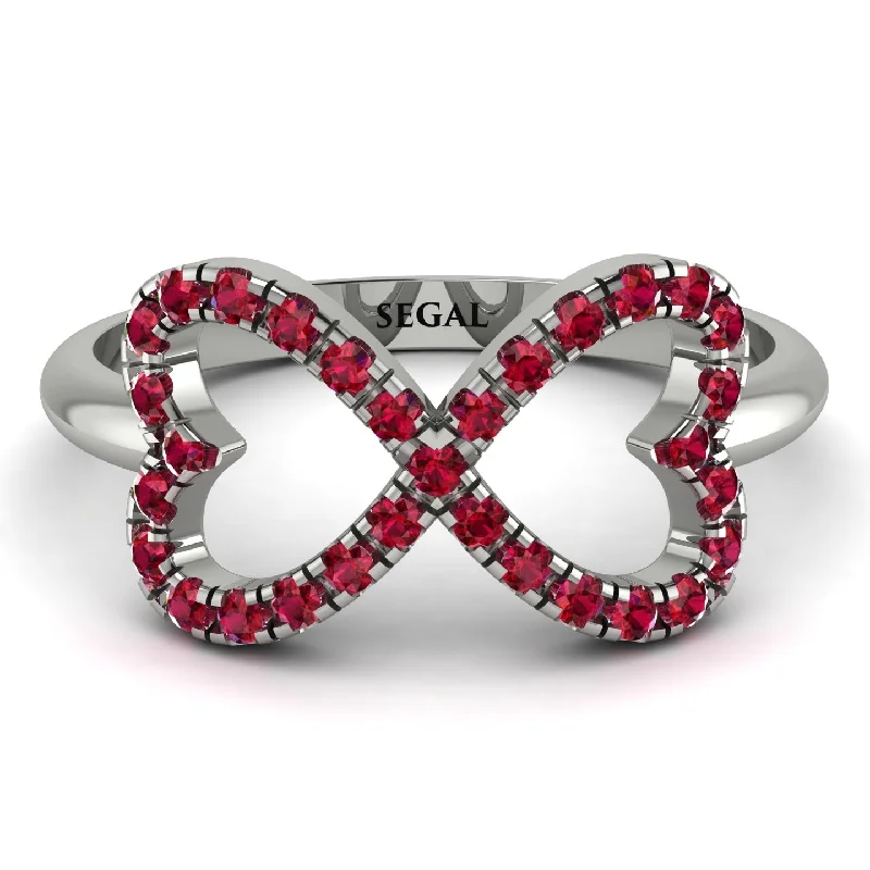 women's silver rings-Infinity Heart Ruby Ring - Blakely No. 12