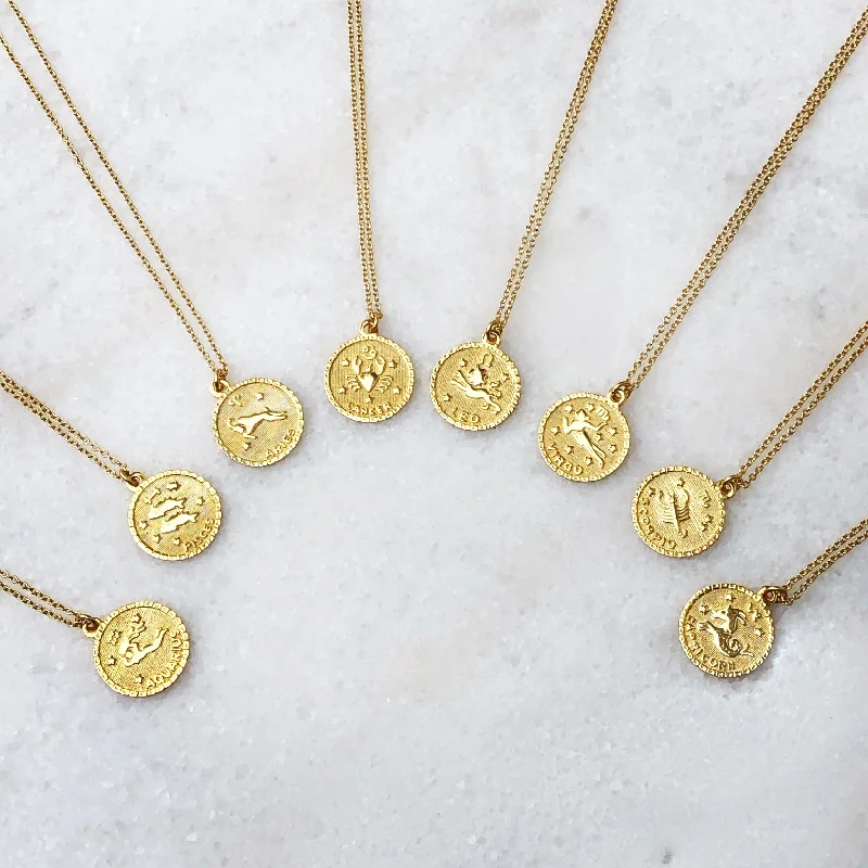 women's vintage necklaces-Zodiac Necklaces (STERLING)