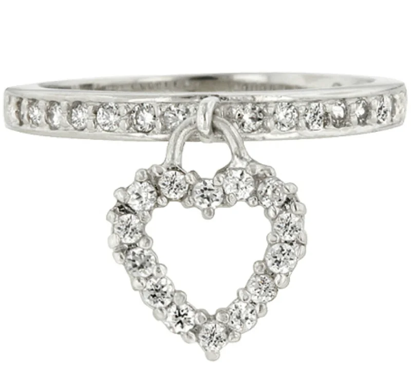 women's protective rings-Trella Simple Heart Charm Fashion Ring | 1ct | Cubic Zirconia | Silver