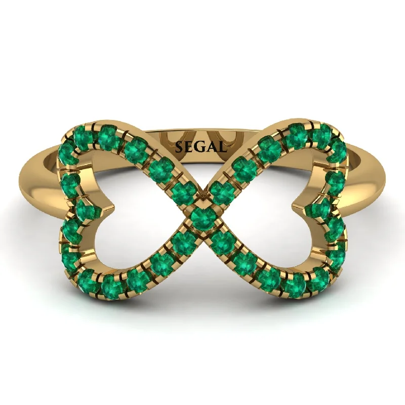 women's wedding rings-Infinity Heart Emerald Ring - Blakely No. 4