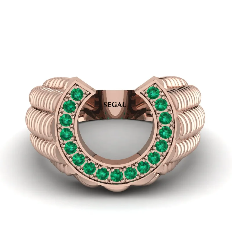 women's birth month rings-Emerald Men Horseshoe Luck Ring - Gerald No. 5