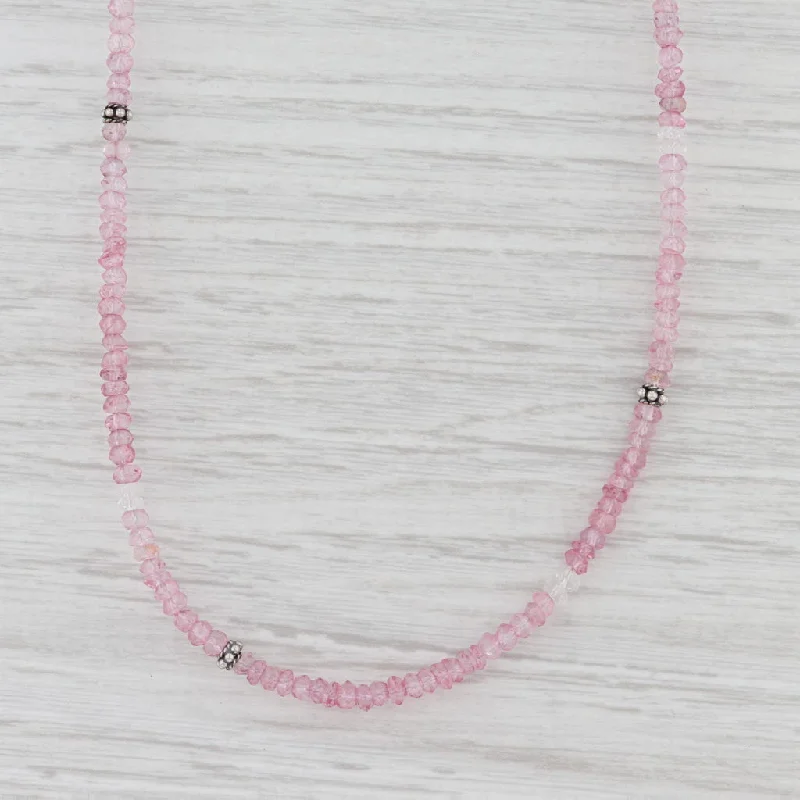 women's simple elegant necklaces-New Nina Nguyen Harmony Necklace Pink Topaz Bead Sterling Silver Long Adjustable