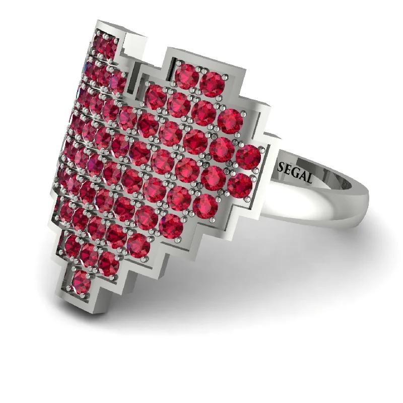 women's geometric rings-Full Heart Ruby Ring - Zara No. 12