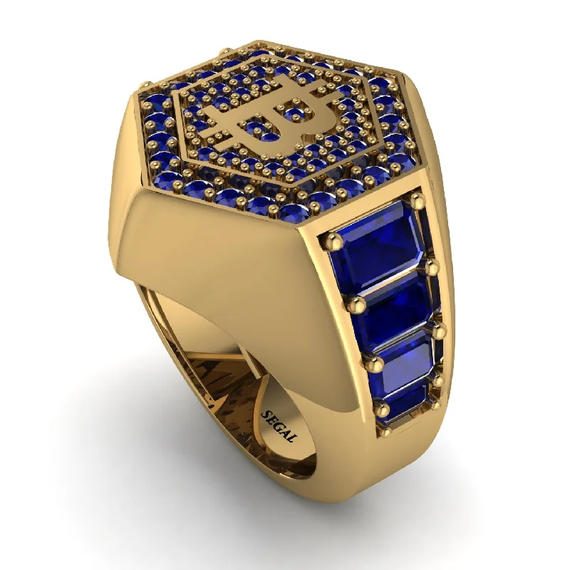 women's handmade rings-Bitcoin Sapphire Signet Ring - Axel No. 37