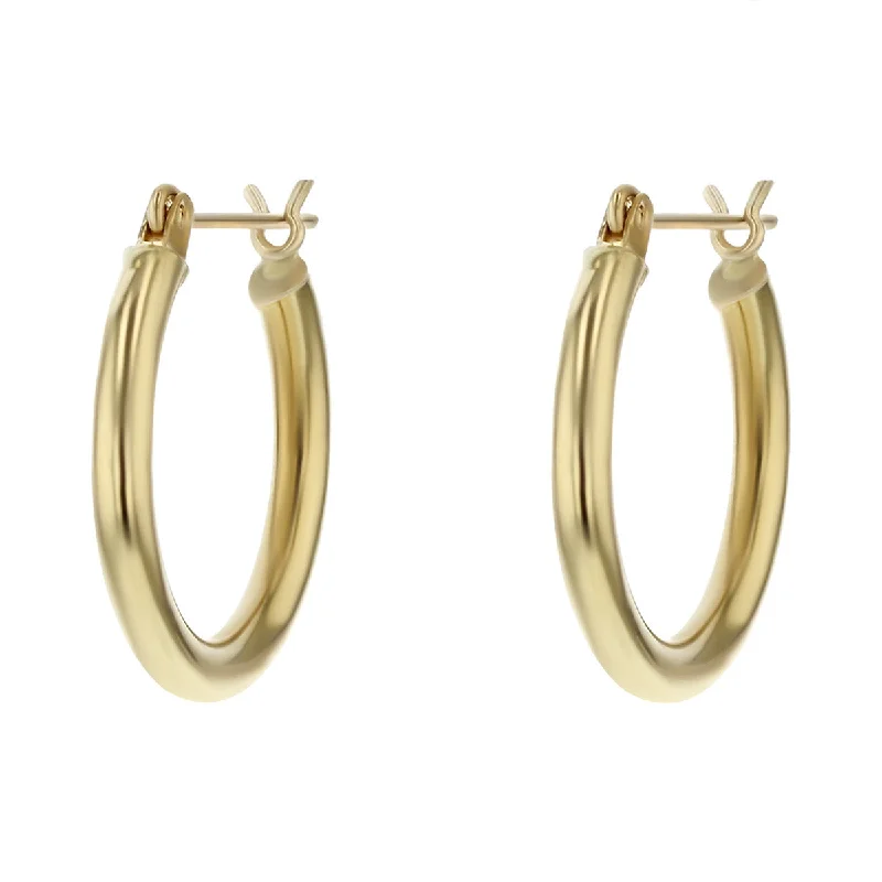 women's engraved earrings-14K Gold 20mm Hoop Earrings with Leverbacks